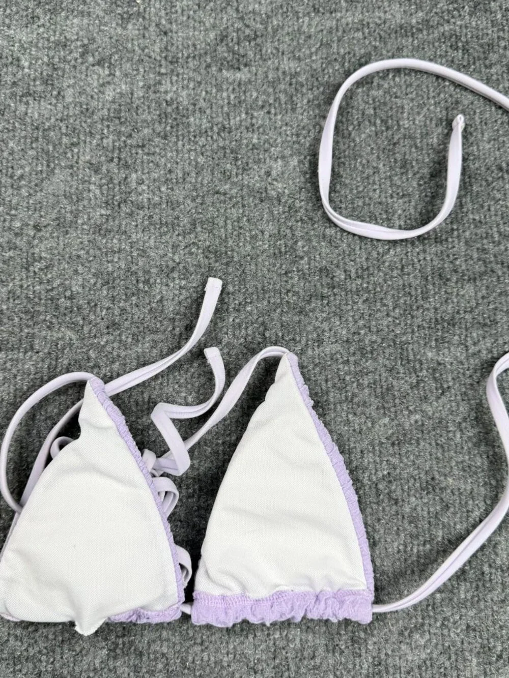 Lilac Purple Crinkle Bikini Top Halter Swim No Size Tag Check Measurements XS